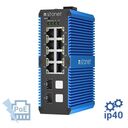 STONET NIS3010GP-WMC Switch Industrial PoE 802.3af/at 8 puertos Gigabit todos PoE +2 Slot SFP Gigabit, carril-Din, rango extendido de temperature, IP40 y EMC4. Hasta 240 W