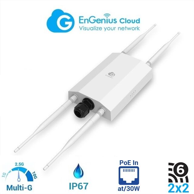 ENGENIUS ECW260 AP Exterior IP67 802.11a/ac/ax/b/g/n Doble Banda 1800 Mbps, 1 puerto 2.5 Gigabit PoE 802.3at, Gestión por Cloud, WIFI6 2x2