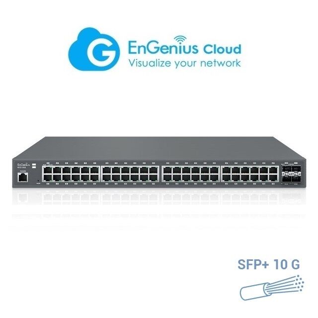 ENGENIUS ECS1552 Switch de 48 puertos Gigabit 4 con slot SFP/SFP+ 1.25/10 GB. Gestionable Layer 2 y Control en CLOUD