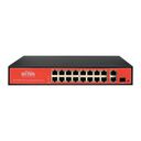 WI-TEK WI-PS518G Switch PoE 802.3 af/at/bt 16 Fast Ethernet + 2 GE Up-Link+ 1 Slot SFP Hasta 200 W