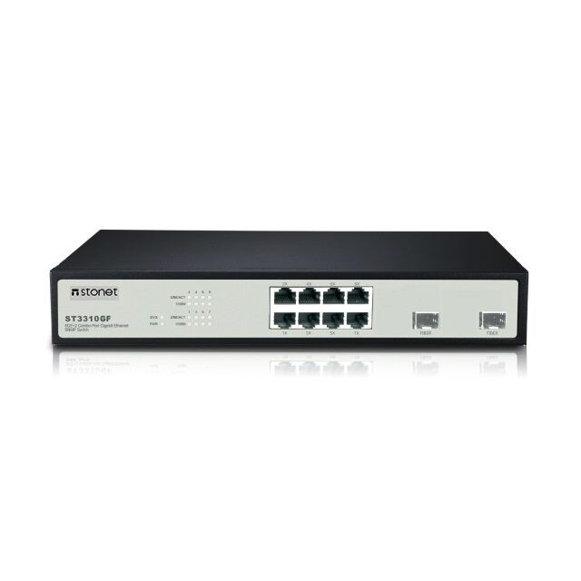 STONET ST3310GF SWITCH 8 PUERTOS 10/100/1000 MBPS+ 2  SFP GESTIONABLE RACK CON OREJETAS